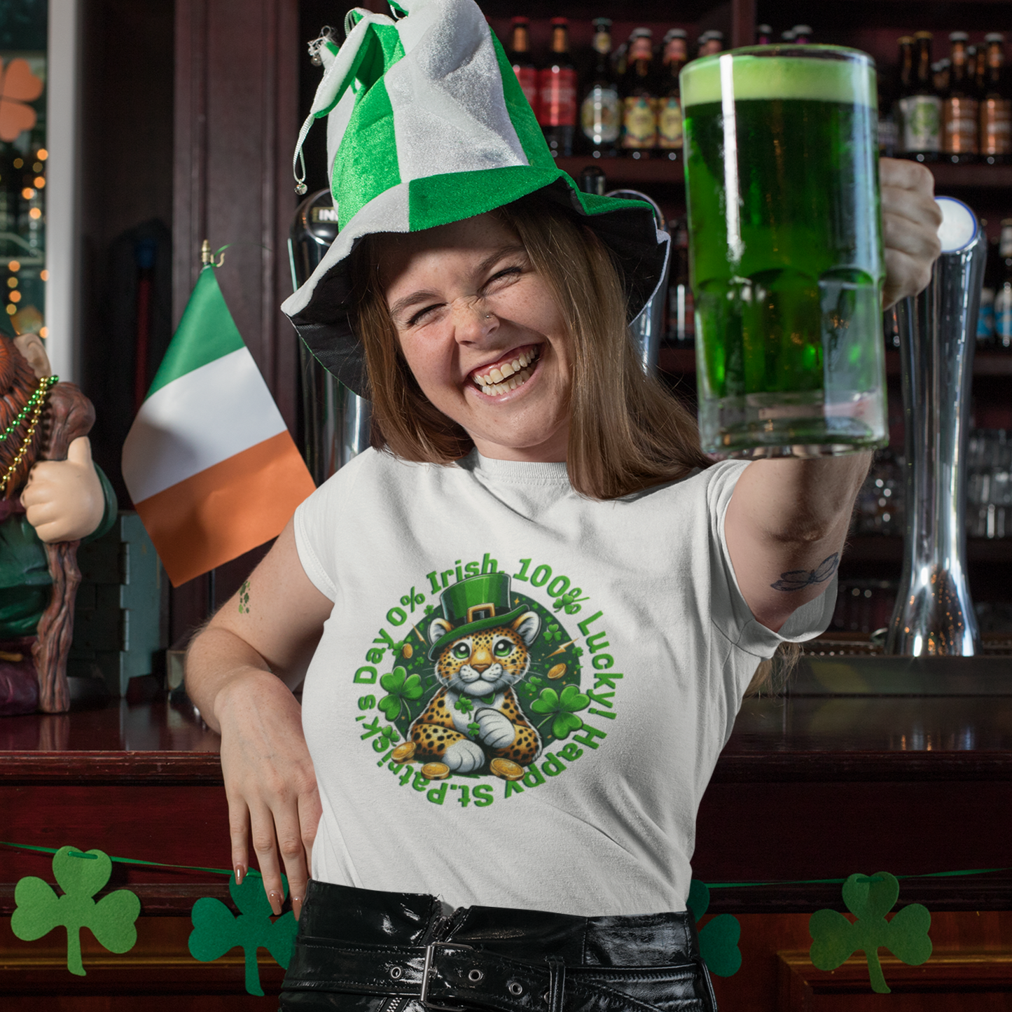 0% Irish, 100% Lucky! Cute Version– St. Patrick’s Day Humor T-Shirt