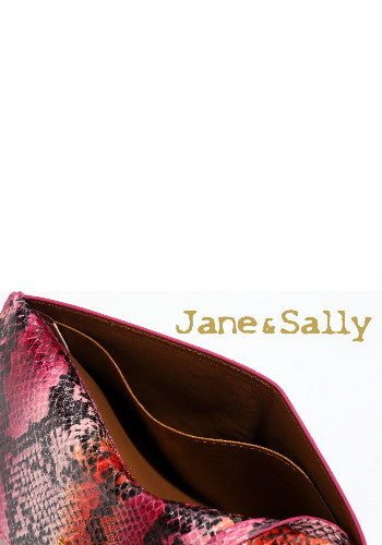 (JaneSally)PU Leather Snakeskin Pattern Clutch Bag With Small Mirror Evening Bag Wallet Passport bag Passport holder(Orange Python)