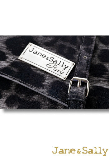 (JaneSally)PU Leather Two-Way Clutch Bag Shoulder Bag With Detachable Strap(Profound Grey Leopard)