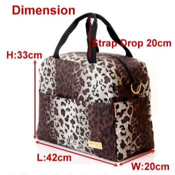 (JaneSally)Leopard Print Nylon Waterproof Travel Bag Luggage Bag Weekend Bag Sports Bag Shoulder Bag With Detachable Strap